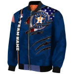 personalized houston astros us flag claws blue bomber jacket best selling