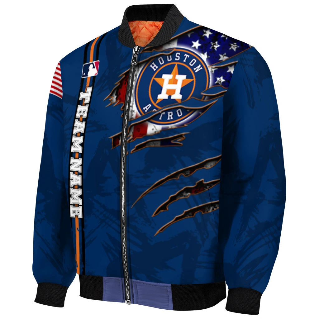personalized houston astros us flag claws blue bomber jacket fashion forward personalized houston astros us flag claws blue bomber jacket fashion forward