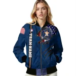 personalized houston astros us flag claws blue bomber jacket best selling