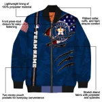 personalized houston astros us flag claws blue bomber jacket best selling