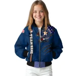 personalized houston astros us flag claws blue bomber jacket best selling