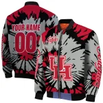 personalized houston cougars burst splatter red bomber jacket best selling