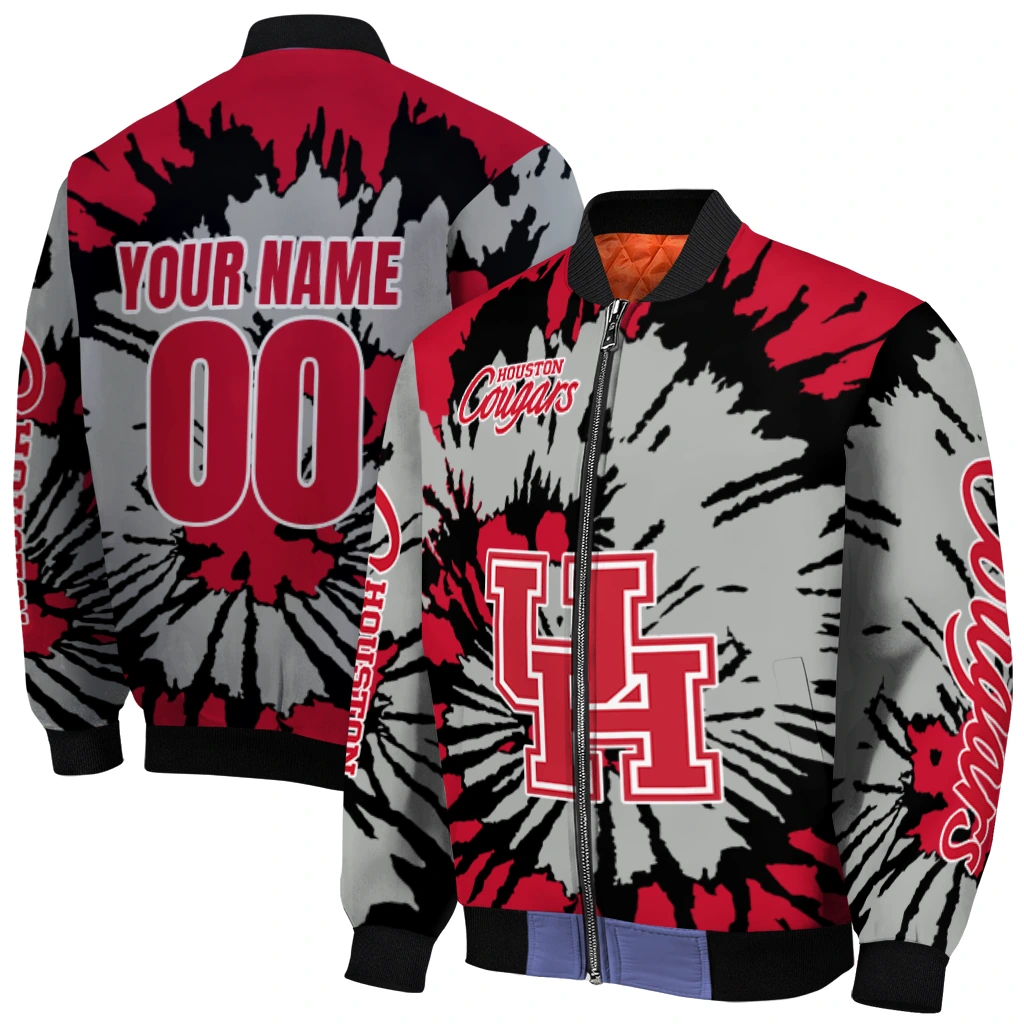 personalized houston cougars burst splatter red bomber jacket best selling personalized houston cougars burst splatter red bomber jacket best selling