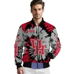 personalized houston cougars burst splatter red bomber jacket best selling