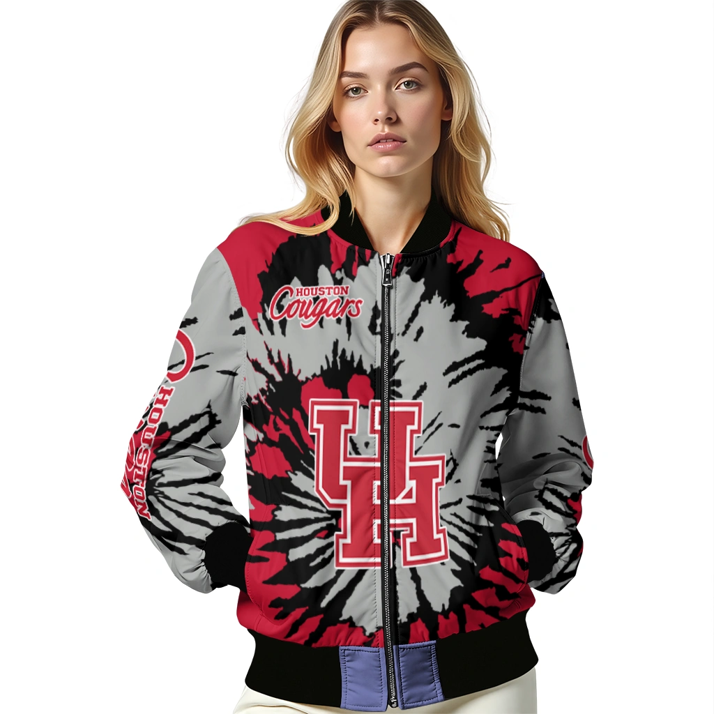 personalized houston cougars burst splatter red bomber jacket latest model personalized houston cougars burst splatter red bomber jacket latest model