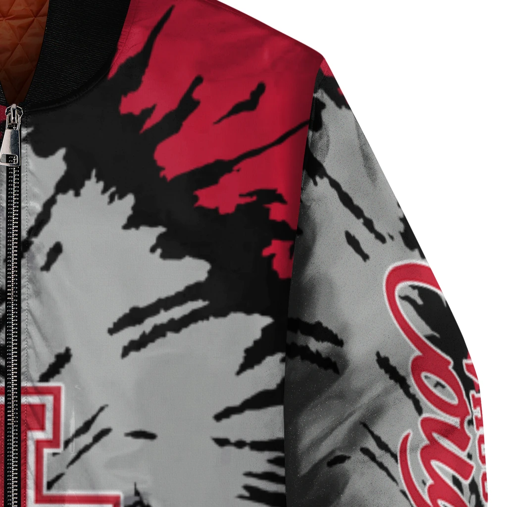 personalized houston cougars burst splatter red bomber jacket premium grade personalized houston cougars burst splatter red bomber jacket premium grade