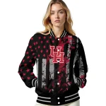 personalized houston cougars star stripes red black varsity jacket best selling