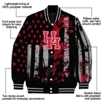 personalized houston cougars star stripes red black varsity jacket best selling