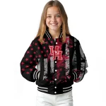 personalized houston cougars star stripes red black varsity jacket best selling