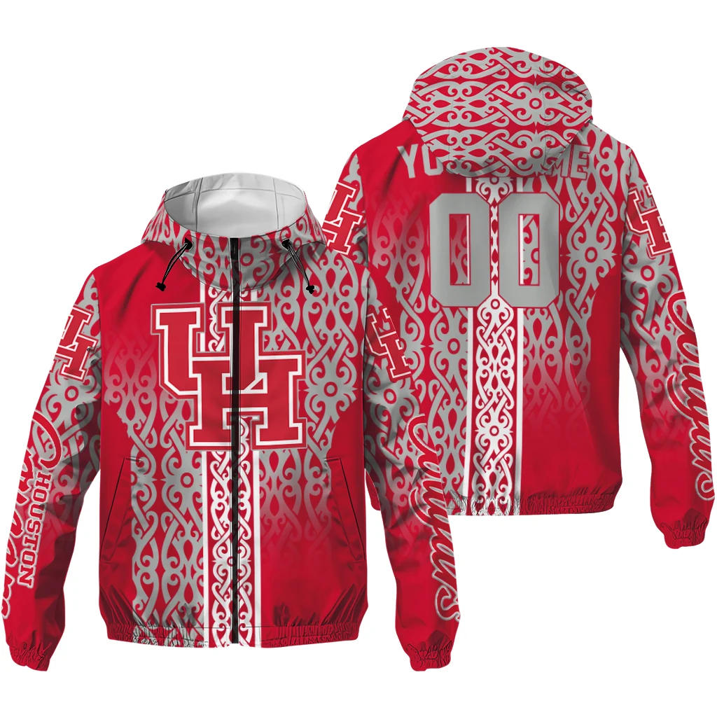 personalized houston cougars tribal swirls red windbreaker jacket high quality personalized houston cougars tribal swirls red windbreaker jacket high quality