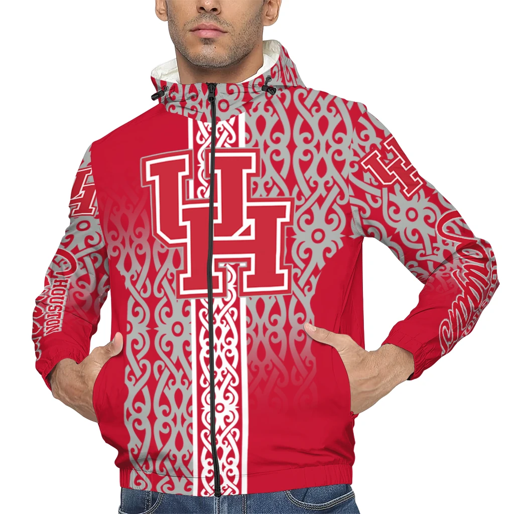 personalized houston cougars tribal swirls red windbreaker jacket top rated personalized houston cougars tribal swirls red windbreaker jacket top rated