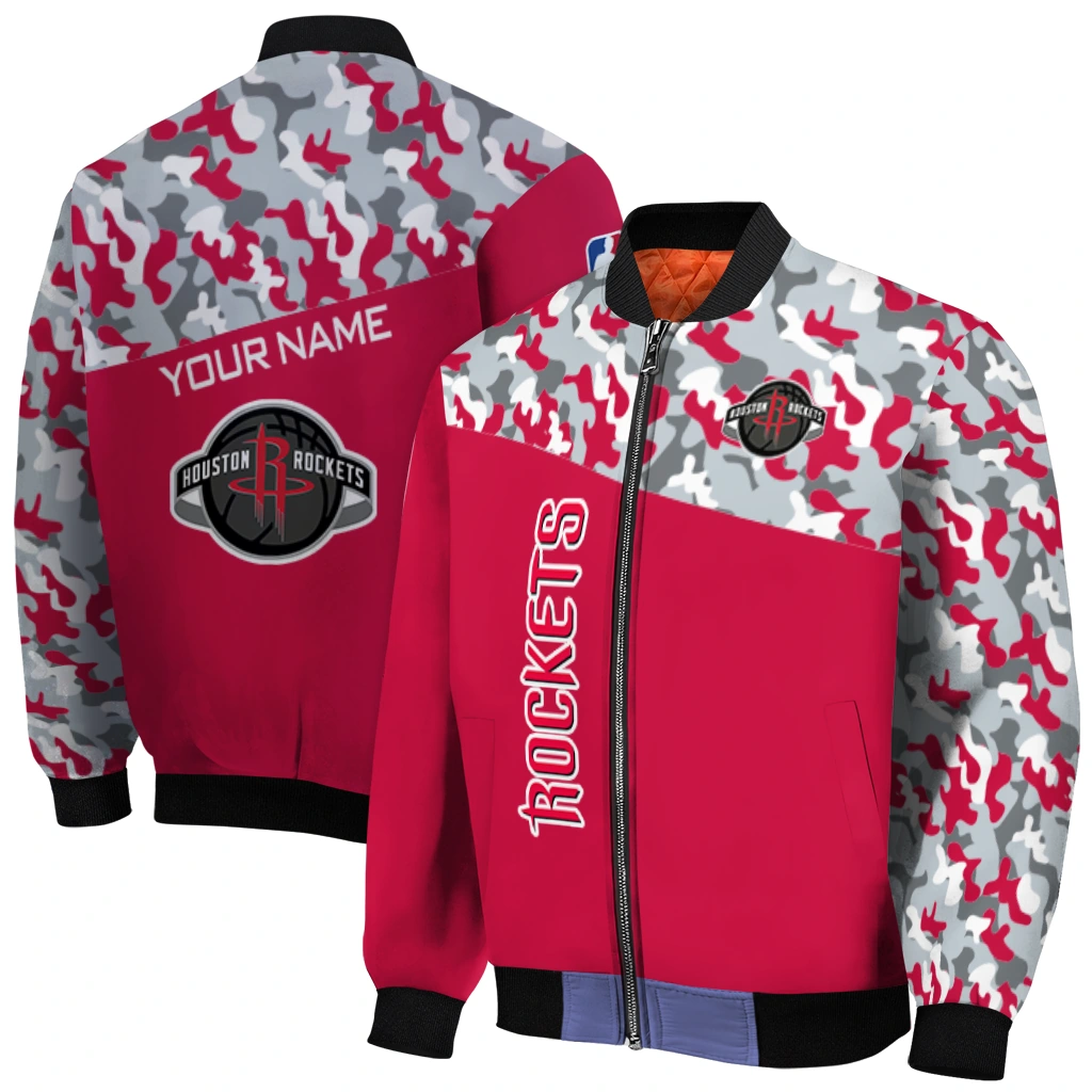 personalized houston rockets camouflage style red bomber jacket best selling personalized houston rockets camouflage style red bomber jacket best selling