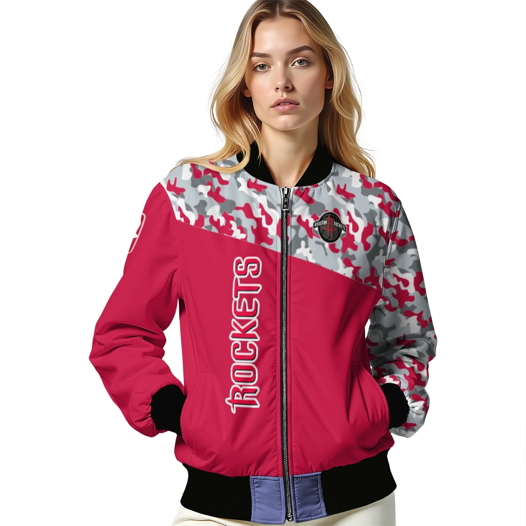 personalized houston rockets camouflage style red bomber jacket latest model personalized houston rockets camouflage style red bomber jacket latest model