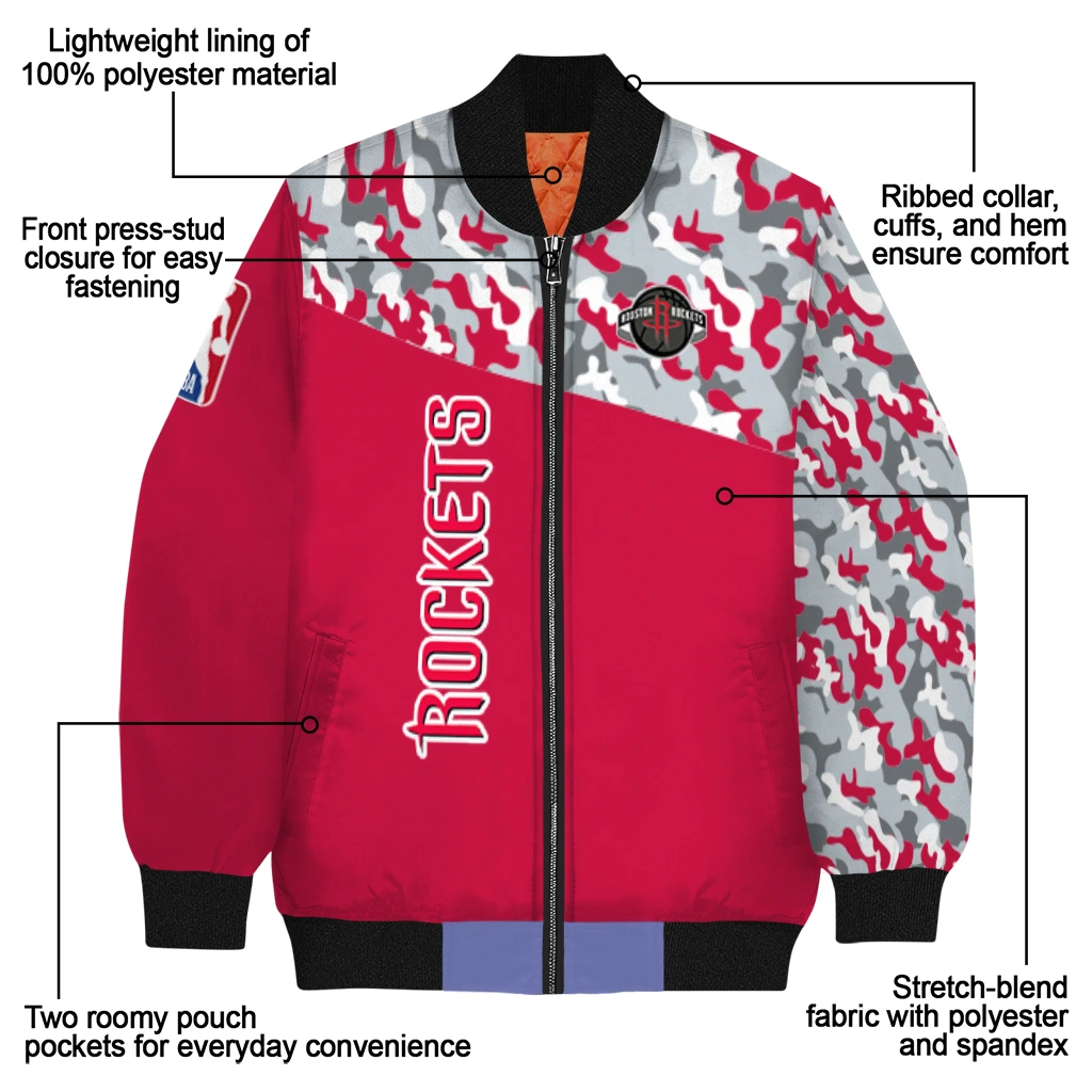 personalized houston rockets camouflage style red bomber jacket new arrival personalized houston rockets camouflage style red bomber jacket new arrival