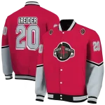 personalized houston rockets chevron style red varsity jacket best selling