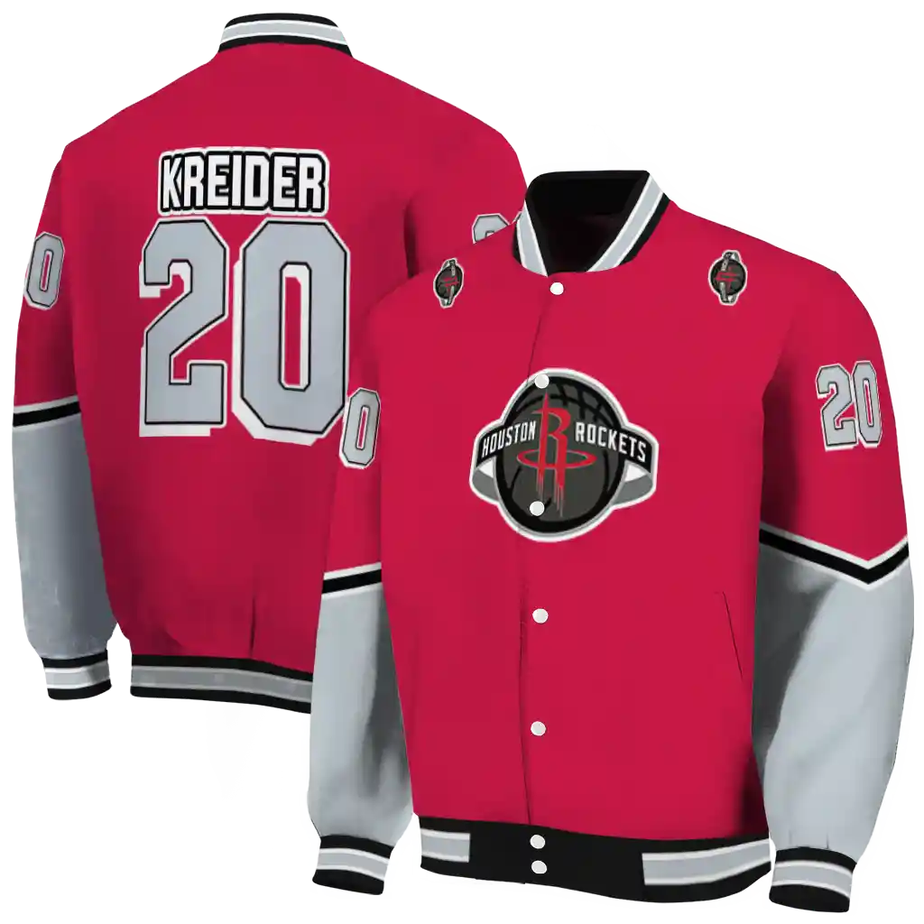 personalized houston rockets chevron style red varsity jacket fashion forward personalized houston rockets chevron style red varsity jacket fashion forward