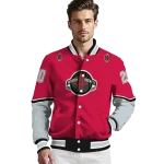 personalized houston rockets chevron style red varsity jacket best selling