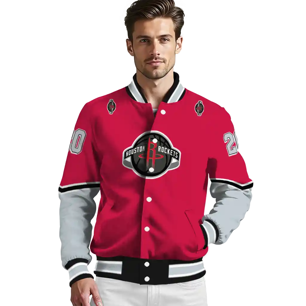 personalized houston rockets chevron style red varsity jacket high quality personalized houston rockets chevron style red varsity jacket high quality
