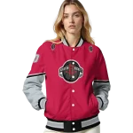 personalized houston rockets chevron style red varsity jacket best selling