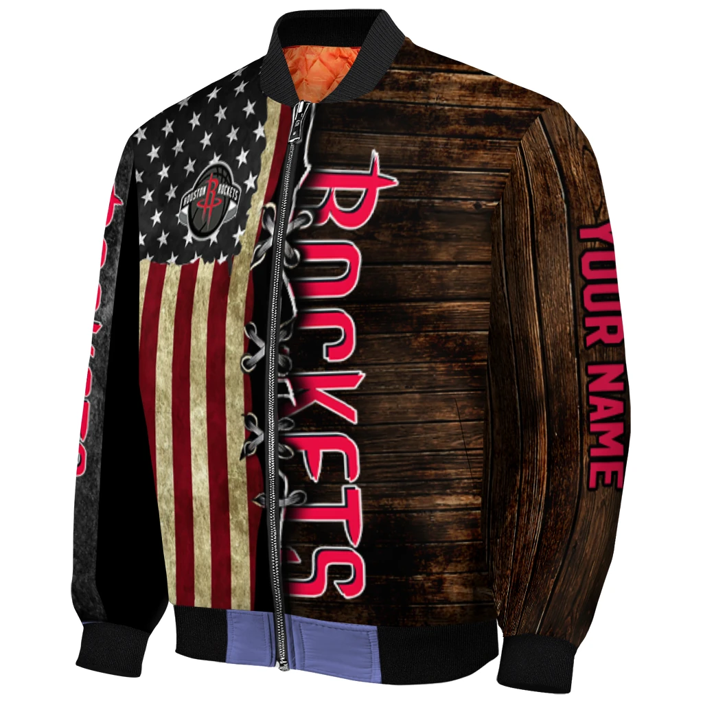 personalized houston rockets flag wood brown bomber jacket fashion forward personalized houston rockets flag wood brown bomber jacket fashion forward
