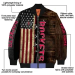personalized houston rockets flag wood brown bomber jacket best selling