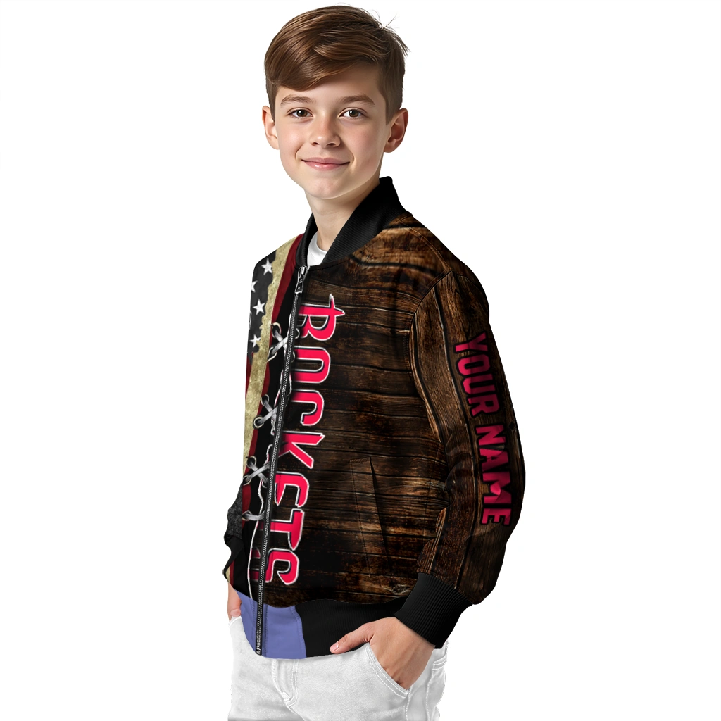 personalized houston rockets flag wood brown bomber jacket trendy personalized houston rockets flag wood brown bomber jacket trendy