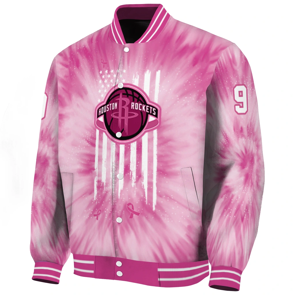 personalized houston rockets pink tie dye pink varsity jacket best selling personalized houston rockets pink tie dye pink varsity jacket best selling