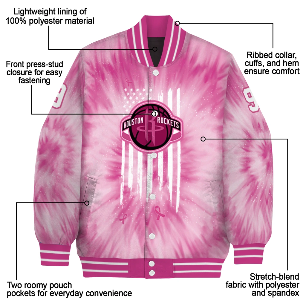 personalized houston rockets pink tie dye pink varsity jacket new arrival personalized houston rockets pink tie dye pink varsity jacket new arrival