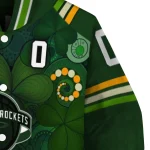 personalized houston rockets shamrock vortex green varsity jacket best selling