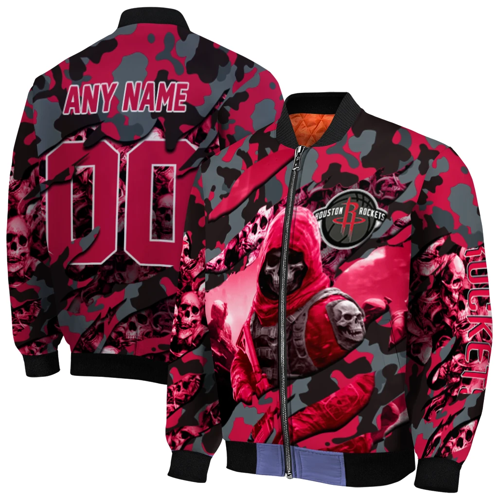 personalized houston rockets skull horde red bomber jacket best selling personalized houston rockets skull horde red bomber jacket best selling