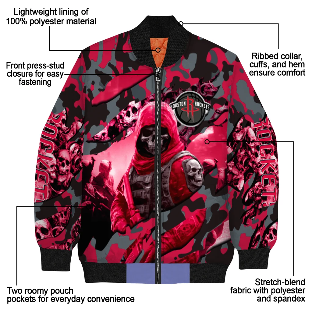 personalized houston rockets skull horde red bomber jacket new arrival personalized houston rockets skull horde red bomber jacket new arrival