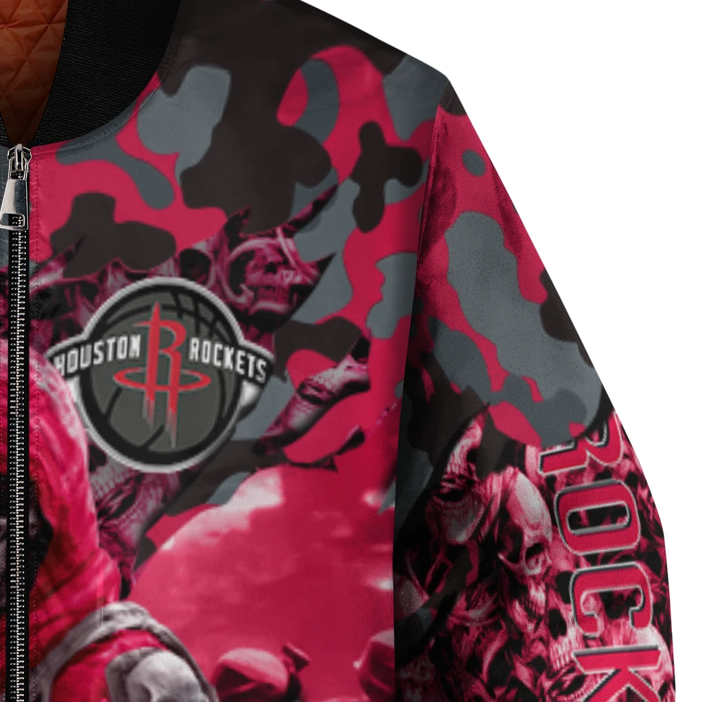 personalized houston rockets skull horde red bomber jacket premium grade personalized houston rockets skull horde red bomber jacket premium grade