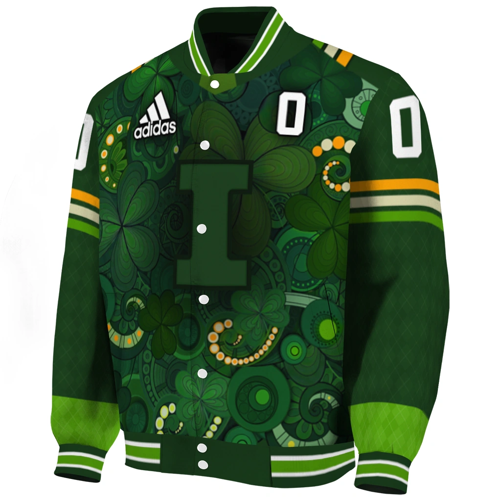 personalized illinois fighting illini shamrock vortex green varsity jacket best selling personalized illinois fighting illini shamrock vortex green varsity jacket best selling
