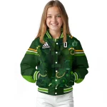personalized illinois fighting illini shamrock vortex green varsity jacket best selling