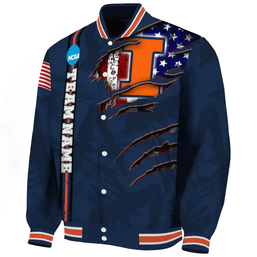 personalized illinois fighting illini usa flag claws blue varsity jacket best selling personalized illinois fighting illini usa flag claws blue varsity jacket best selling