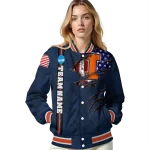 personalized illinois fighting illini usa flag claws blue varsity jacket best selling