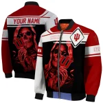 personalized indiana hoosiers reaper hands red black bomber jacket best selling