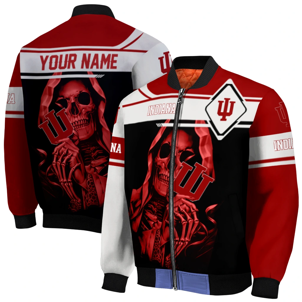 personalized indiana hoosiers reaper hands red black bomber jacket best selling personalized indiana hoosiers reaper hands red black bomber jacket best selling