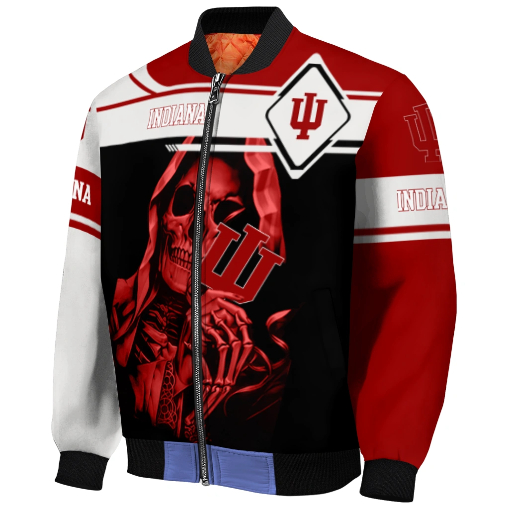 personalized indiana hoosiers reaper hands red black bomber jacket fashion forward personalized indiana hoosiers reaper hands red black bomber jacket fashion forward
