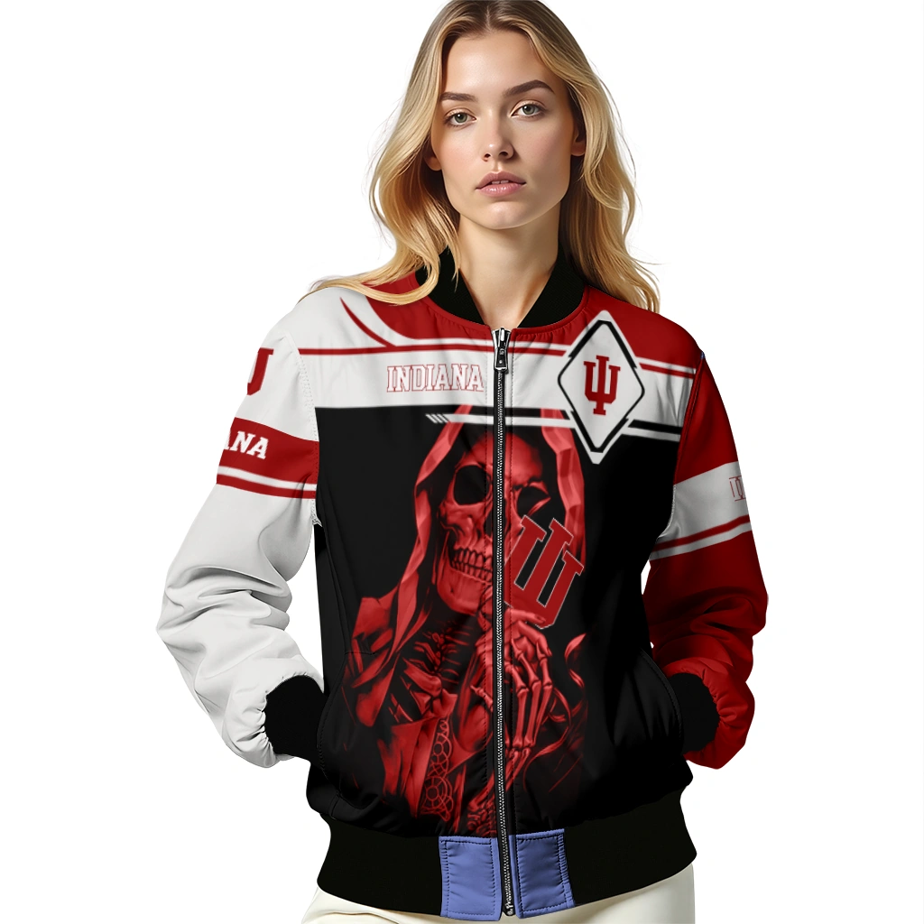 personalized indiana hoosiers reaper hands red black bomber jacket latest model personalized indiana hoosiers reaper hands red black bomber jacket latest model