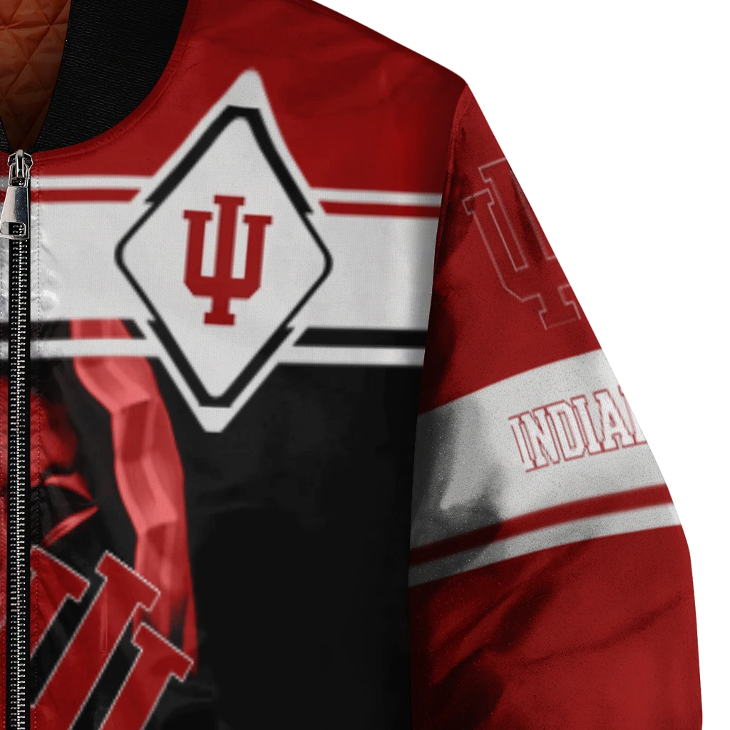 personalized indiana hoosiers reaper hands red black bomber jacket premium grade personalized indiana hoosiers reaper hands red black bomber jacket premium grade
