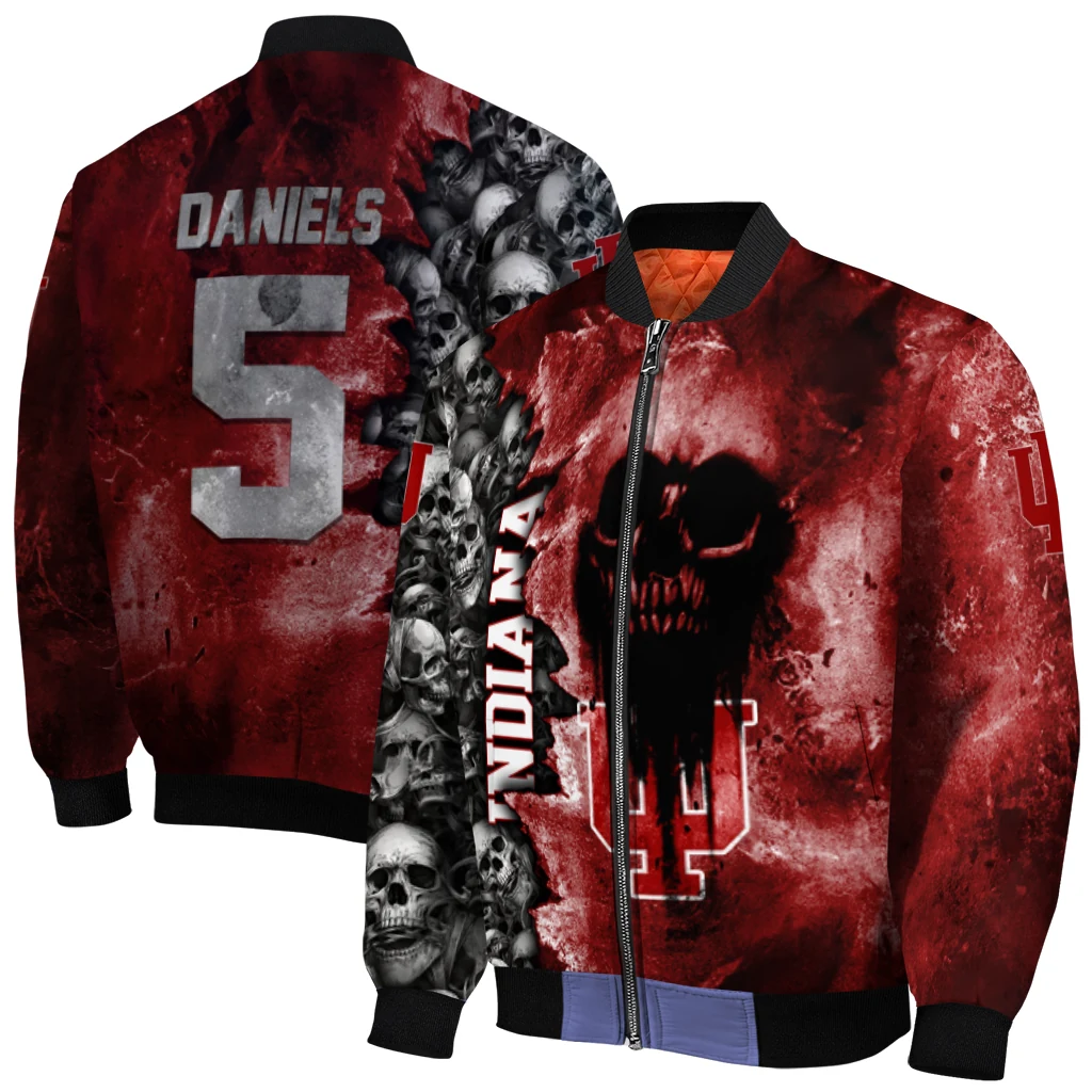 personalized indiana hoosiers skull cluster red bomber jacket best selling personalized indiana hoosiers skull cluster red bomber jacket best selling