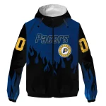 personalized indiana pacers flame trim blue black windbreaker jacket best selling