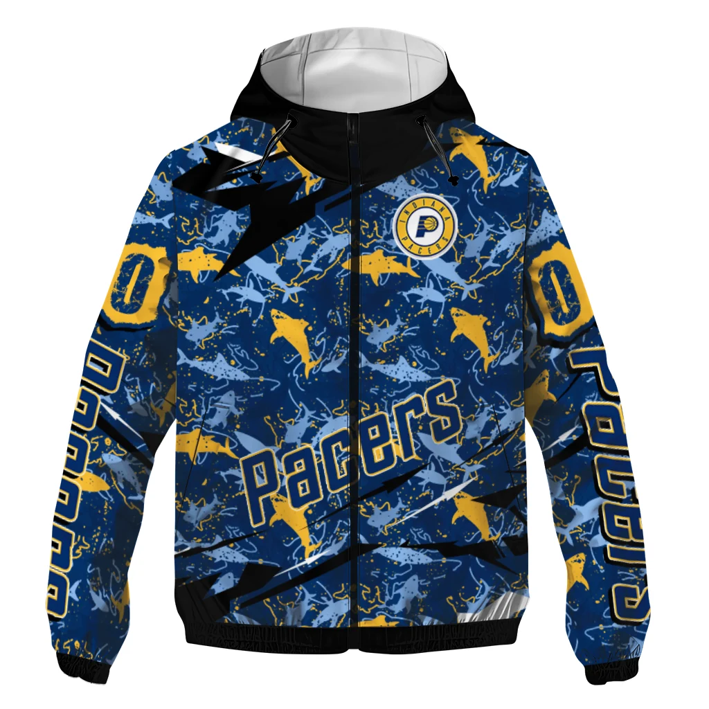 personalized indiana pacers shark art blue windbreaker jacket best selling personalized indiana pacers shark art blue windbreaker jacket best selling