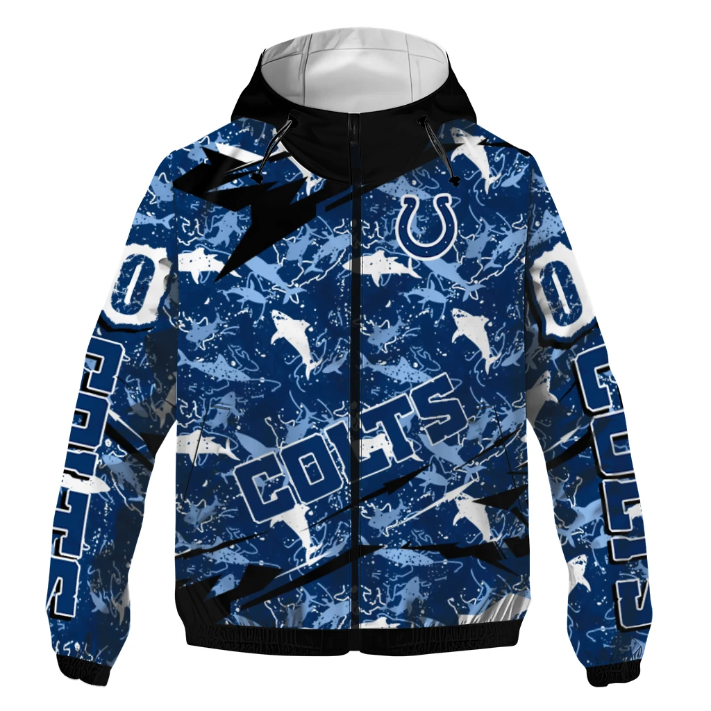 personalized indianapolis colts shark art blue windbreaker jacket best selling personalized indianapolis colts shark art blue windbreaker jacket best selling