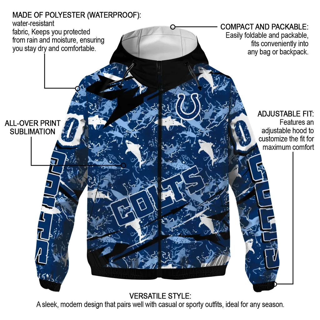 personalized indianapolis colts shark art blue windbreaker jacket new arrival personalized indianapolis colts shark art blue windbreaker jacket new arrival