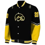 personalized iowa hawkeyes chevron style black varsity jacket best selling