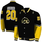 personalized iowa hawkeyes chevron style black varsity jacket best selling