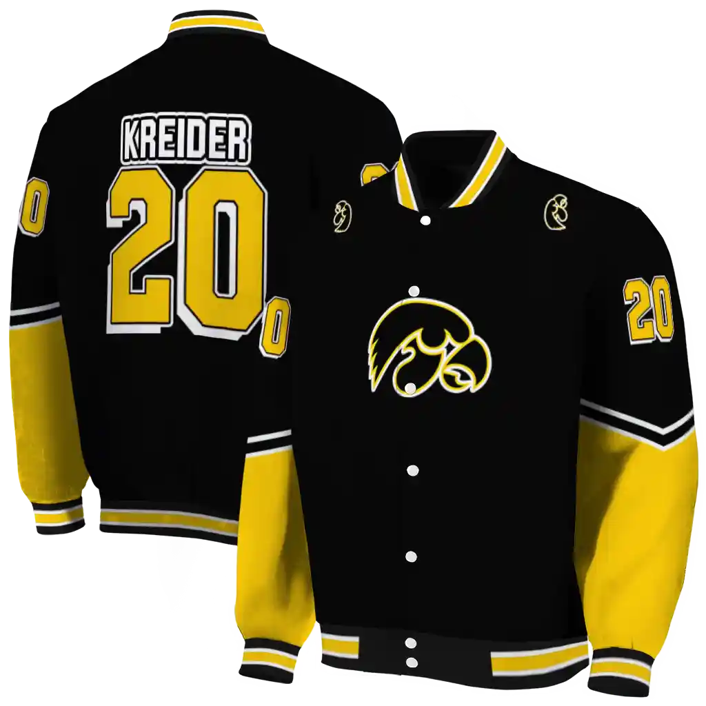 personalized iowa hawkeyes chevron style black varsity jacket fashion forward personalized iowa hawkeyes chevron style black varsity jacket fashion forward