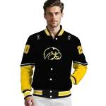 personalized iowa hawkeyes chevron style black varsity jacket best selling